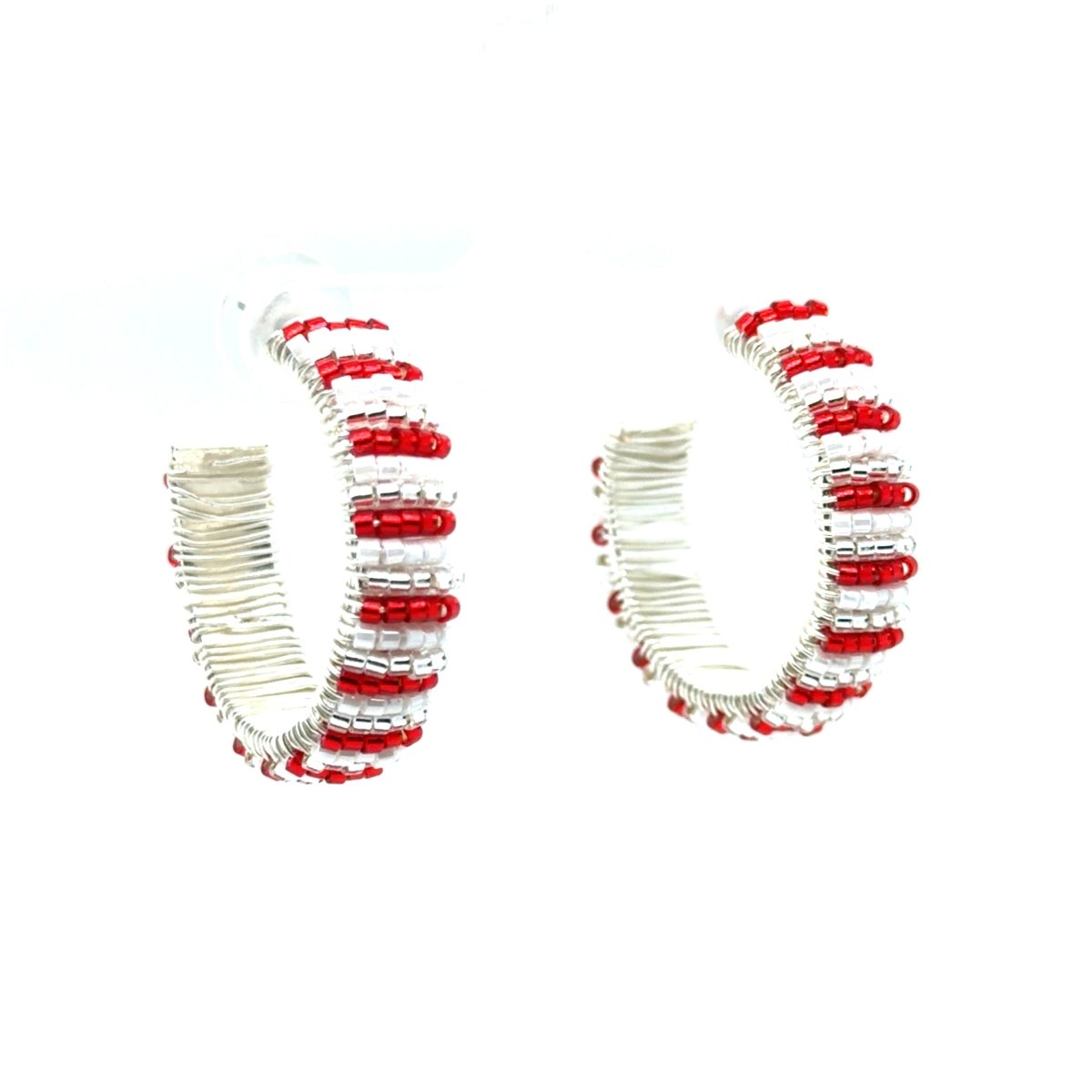 Valentine’s Day Candy Stripe Beaded Hoop Earrings - Maeven in Me
