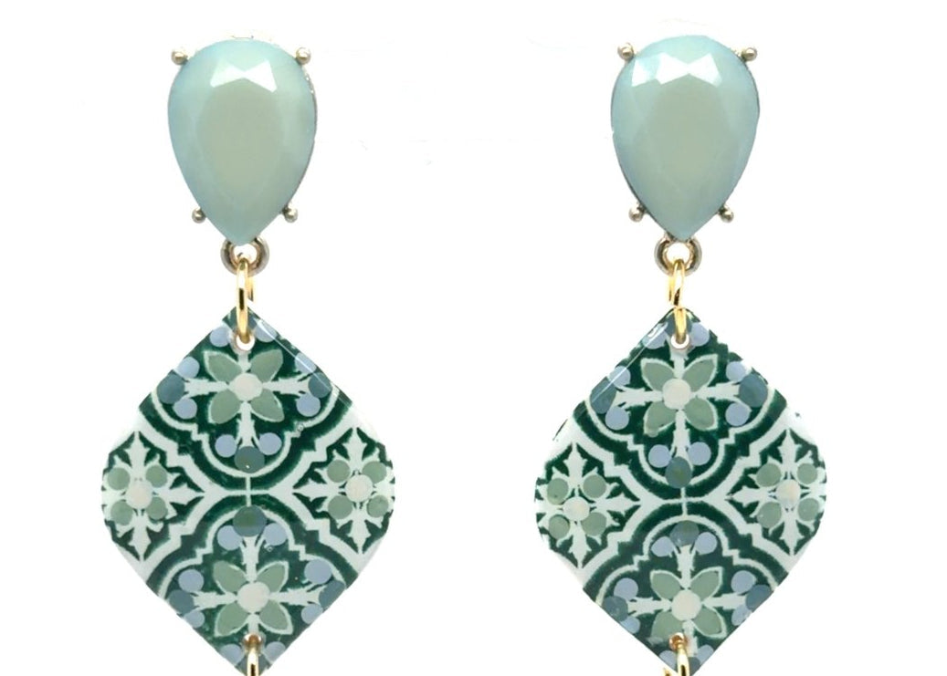Azulejo Drop Earrings — Mint - Maeven in Me