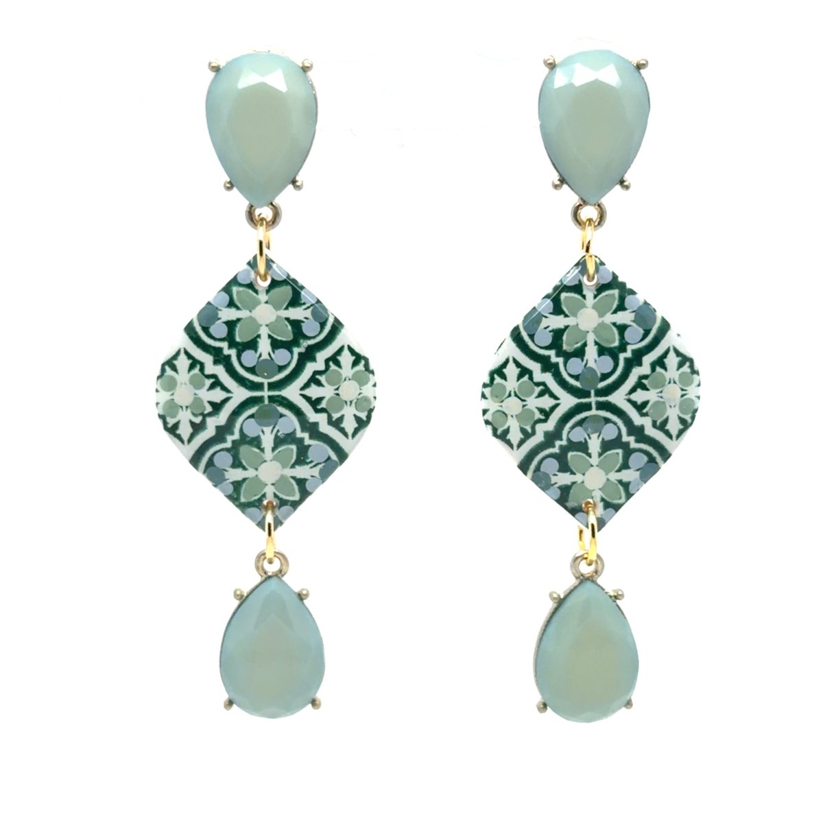 Azulejo Drop Earrings — Mint - Maeven in Me
