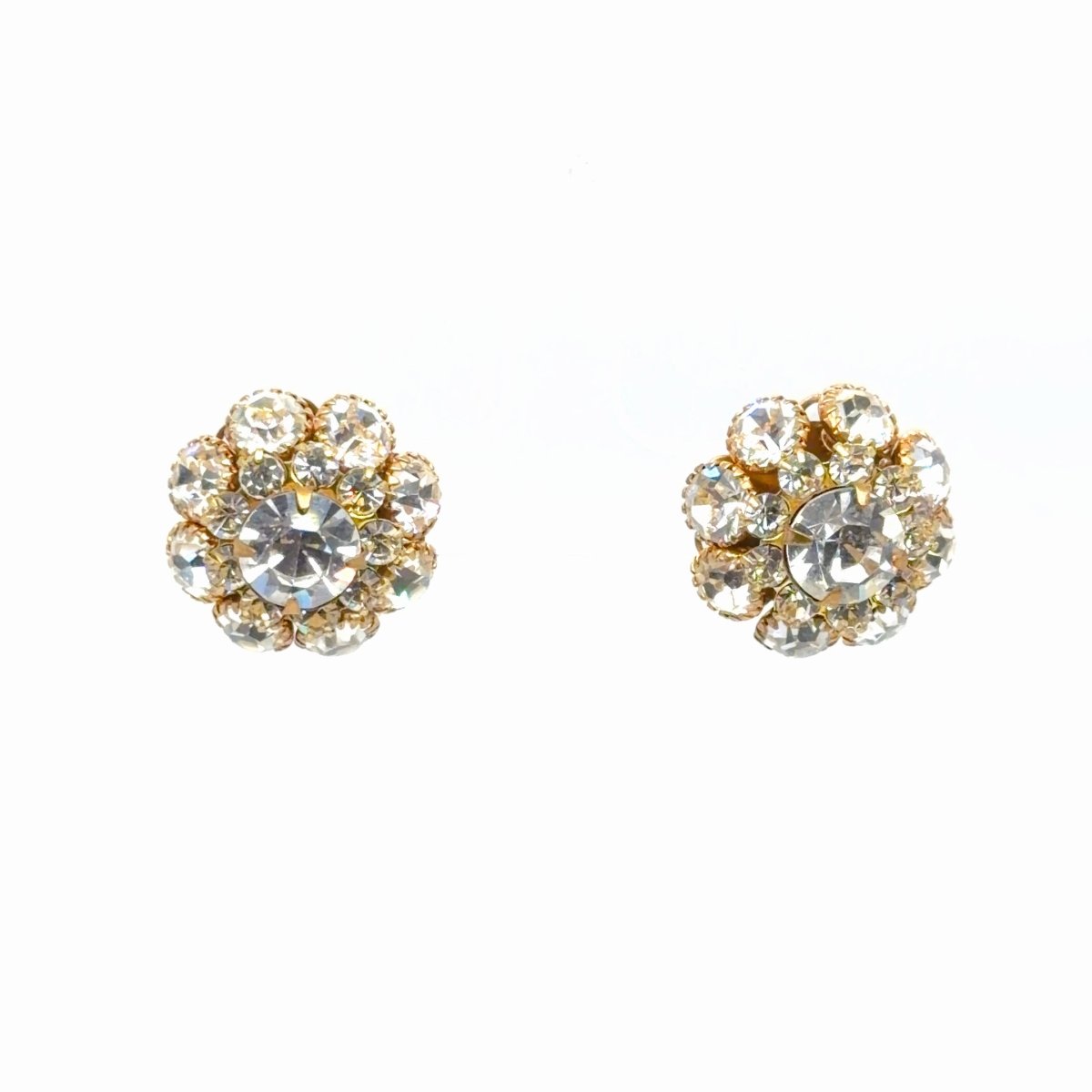Yellow Gold Stud Earrings with Brilliant Cut Crystals - Maeven in Me