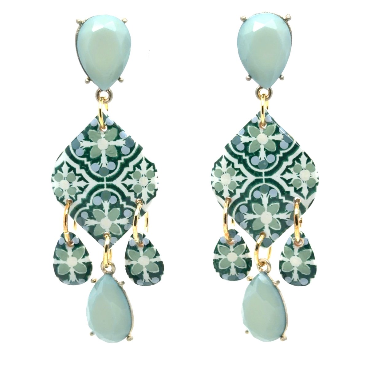 Azulejo Chandelier Earrings — Mint - Maeven in Me