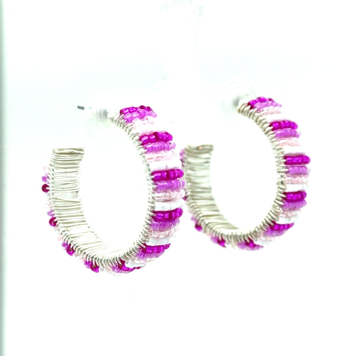 Valentine’s Day Pink Ombré Beaded Hoop Earrings - Maeven in Me