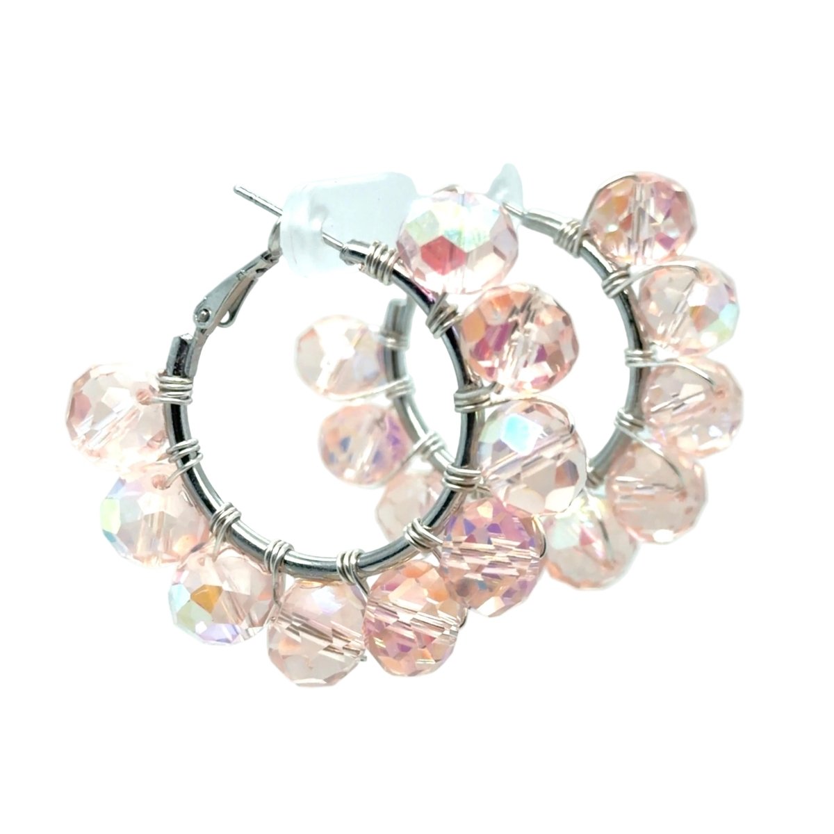 Light Pink Crystal Hoop Earrings - Small - Maeven in Me