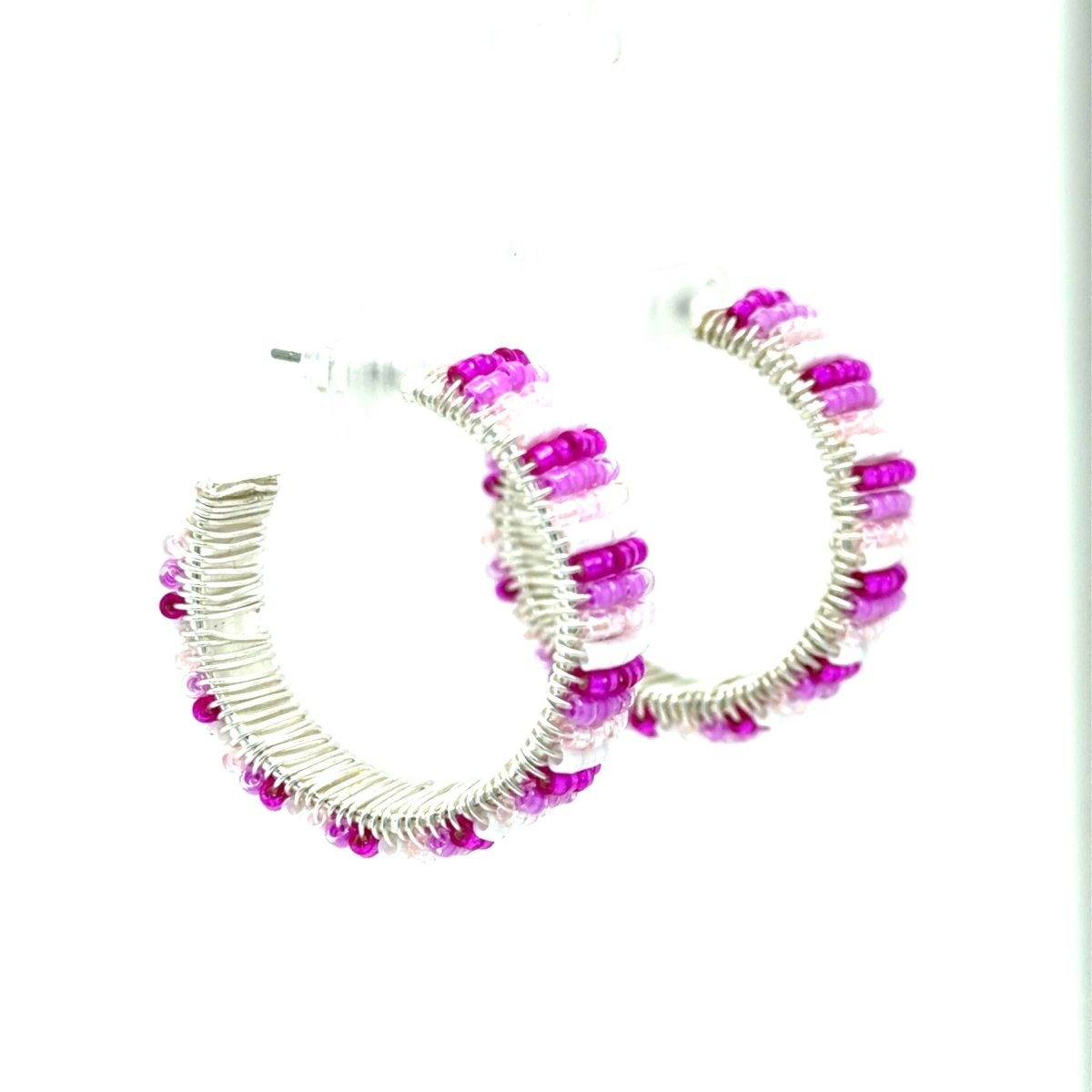 Valentine’s Day Pink Ombré Beaded Hoop Earrings - Maeven in Me