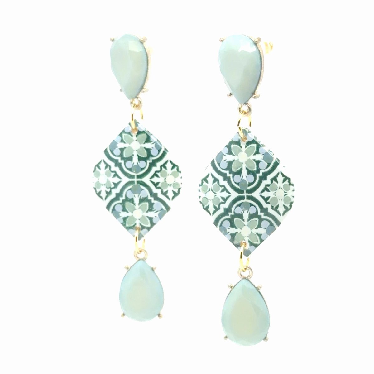 Azulejo Drop Earrings — Mint - Maeven in Me