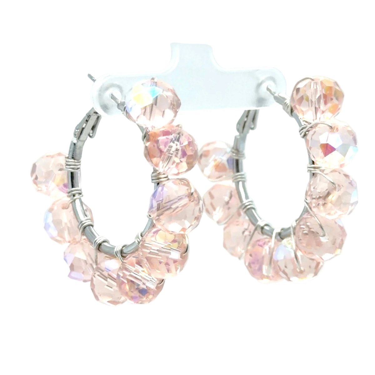 Light Pink Crystal Hoop Earrings - Small - Maeven in Me