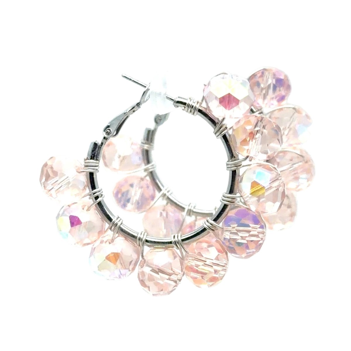 Light Pink Crystal Hoop Earrings - Small - Maeven in Me