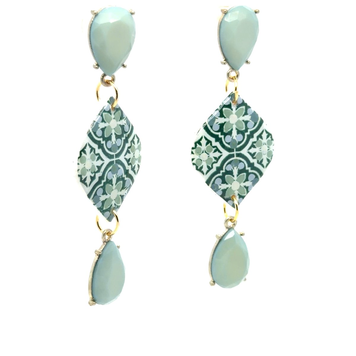 Azulejo Drop Earrings — Mint - Maeven in Me