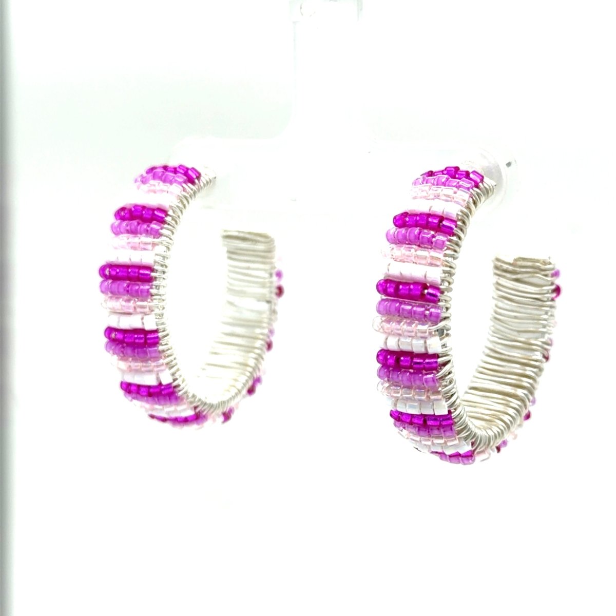 Valentine’s Day Pink Ombré Beaded Hoop Earrings - Maeven in Me