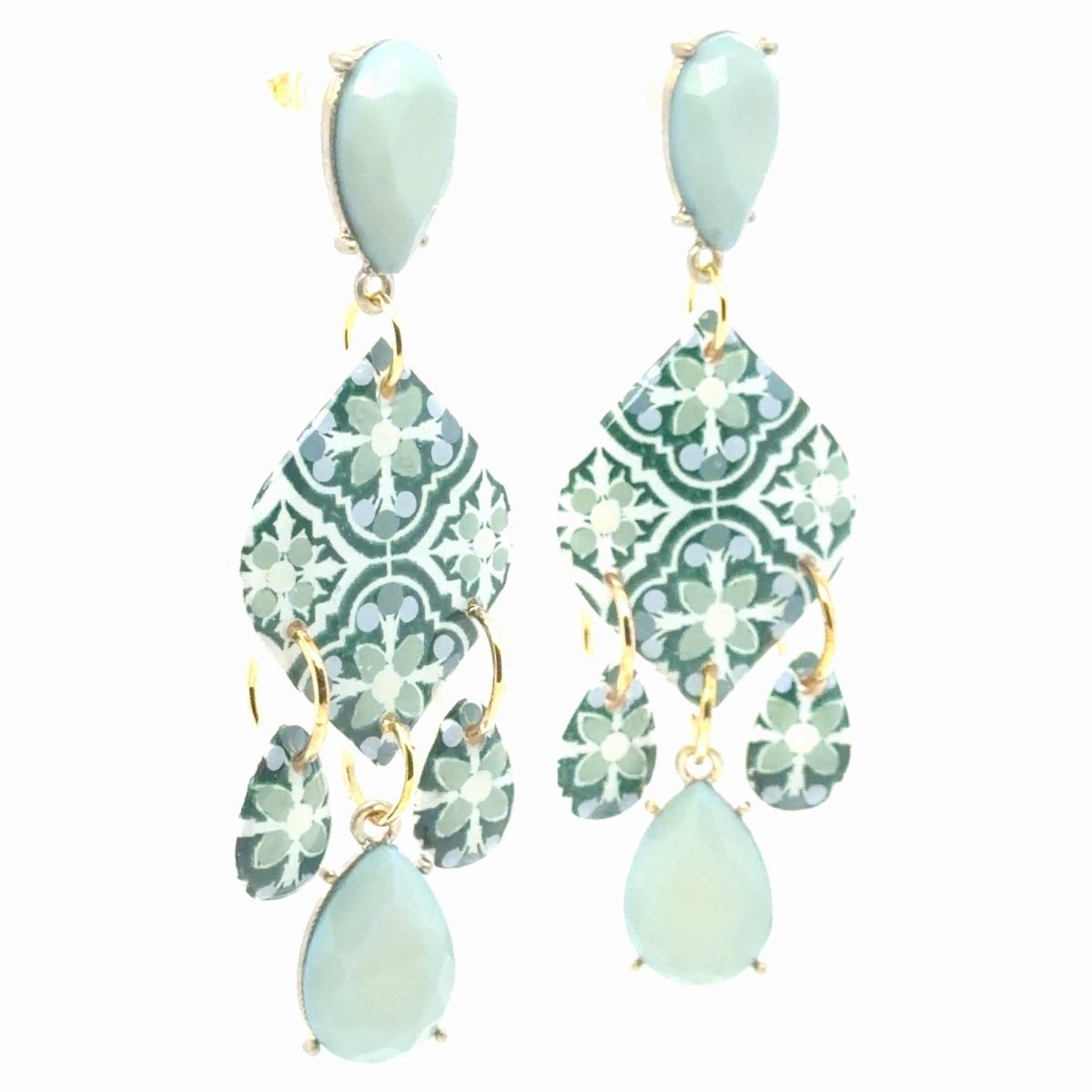 Azulejo Chandelier Earrings — Mint - Maeven in Me