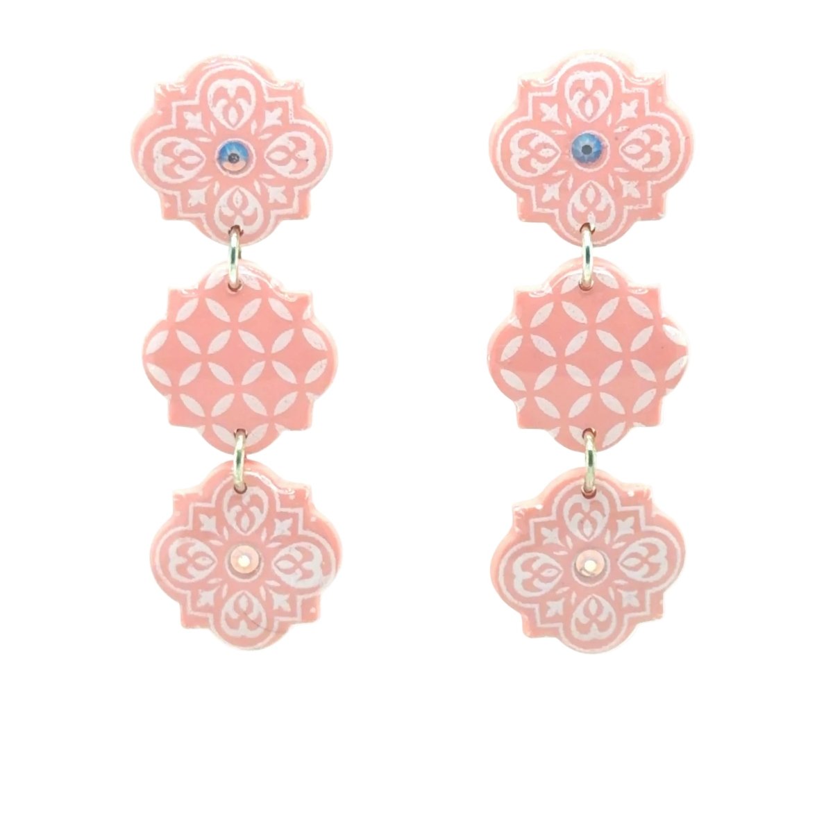 Coral Azulejos Triple Scalloped Earrings – Portuguese Tile Inspired - Maeven in Me