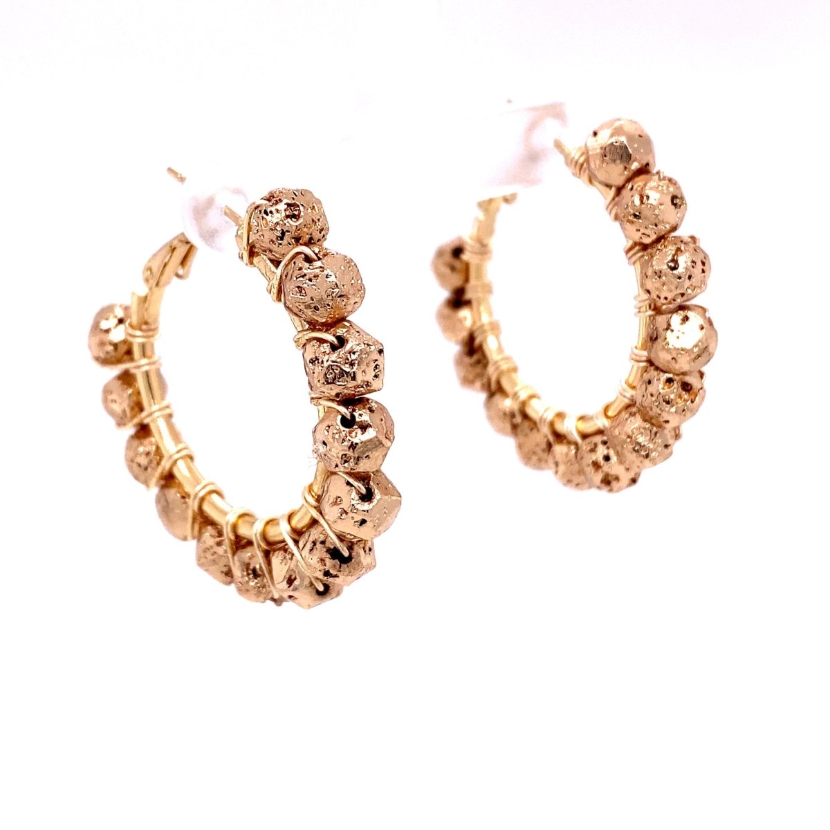 Gold Beaded Gold Hoop Earrings Small - Maeven in Me