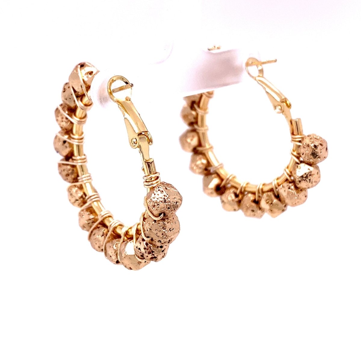 Gold Beaded Gold Hoop Earrings Small - Maeven in Me