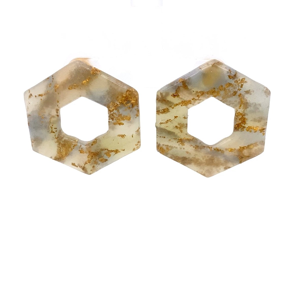 Grey & Gold Stud Earrings With Clay Detail Large - Maeven in Me
