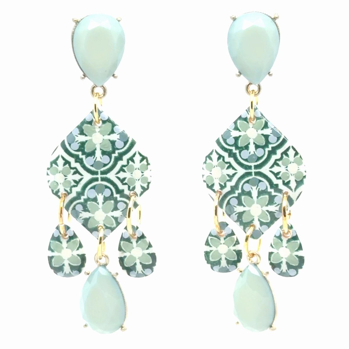 Azulejo Chandelier Earrings — Mint - Maeven in Me