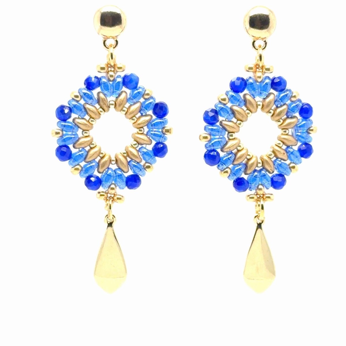 Blue Beaded Drop Earrings - Maeven in Me