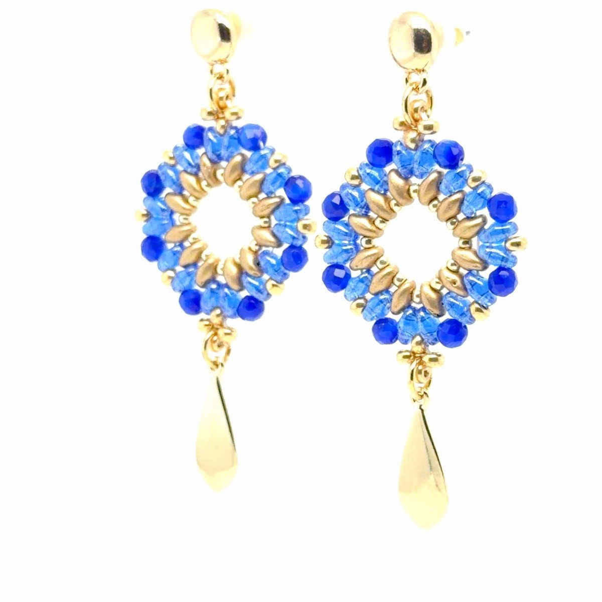 Blue Beaded Drop Earrings - Maeven in Me