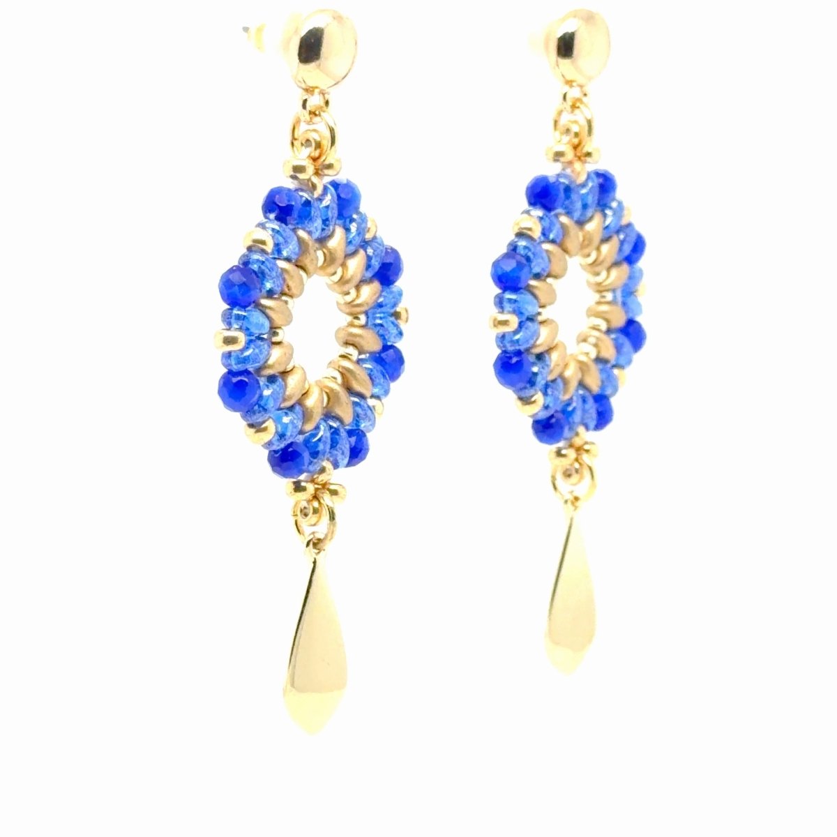 Blue Beaded Drop Earrings - Maeven in Me