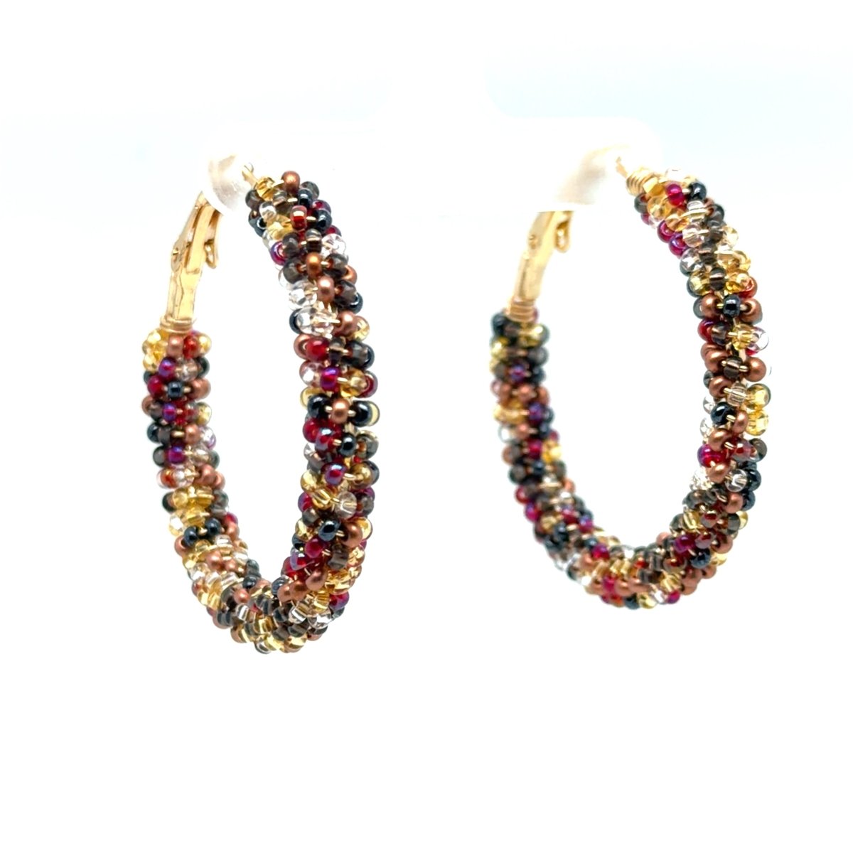 Medium Copper Mix Seed Bead Wrapped Hoop Earrings - Maeven in Me