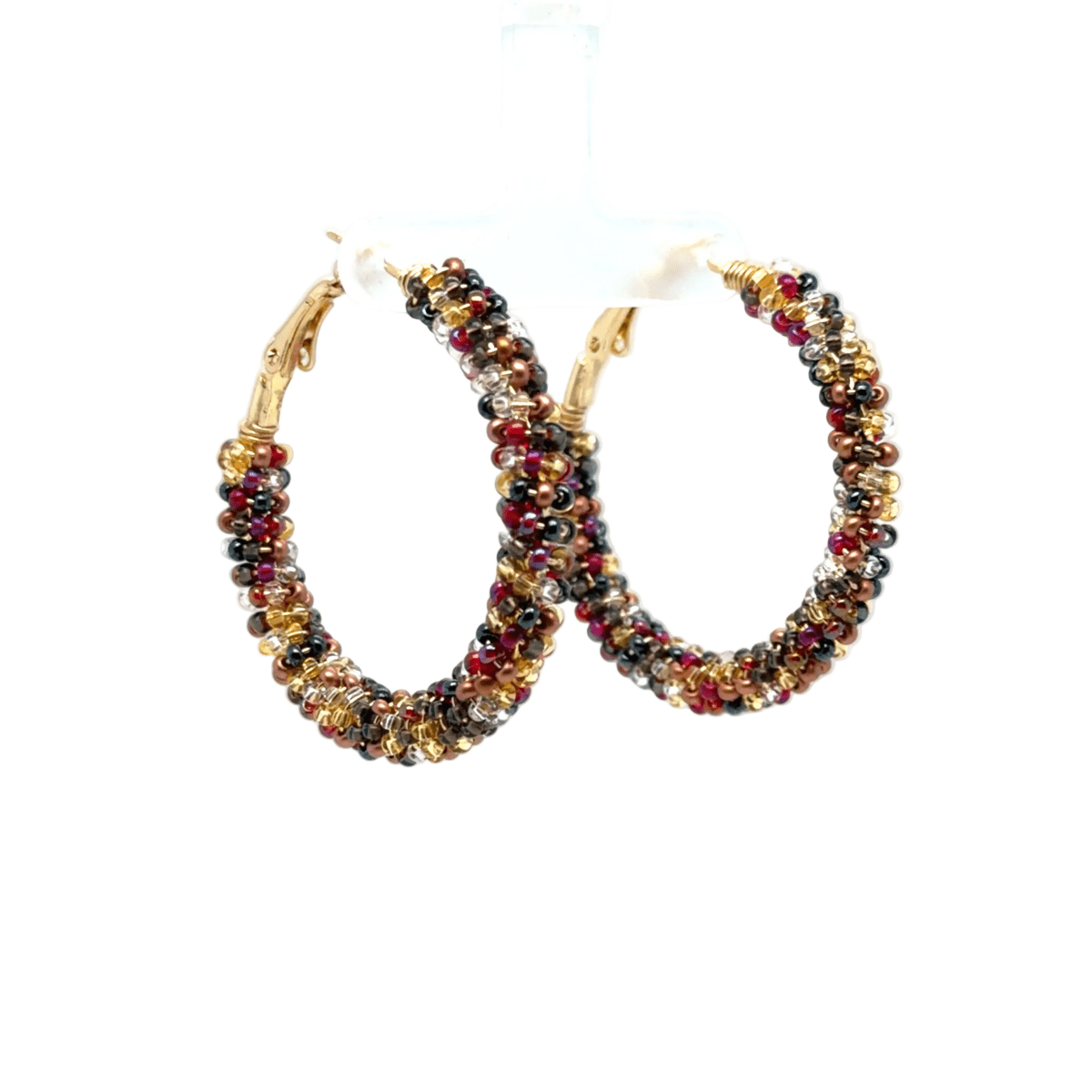 Medium Copper Mix Seed Bead Wrapped Hoop Earrings - Maeven in Me