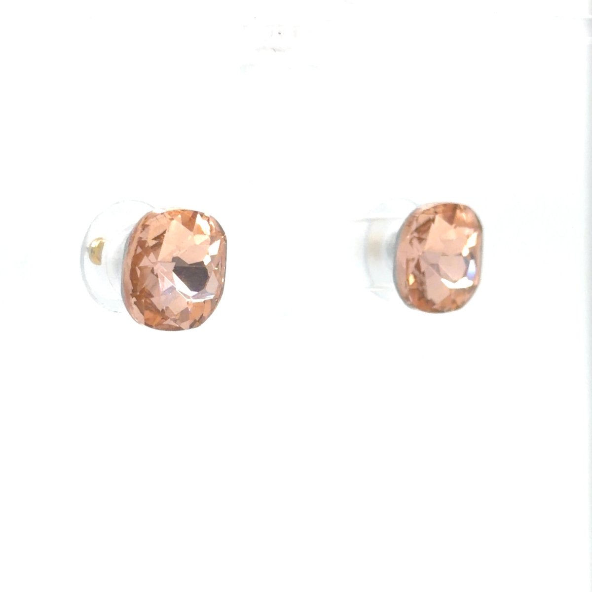 Peach Cushion-Cut Rhinestone Stud Earrings - Maeven in Me