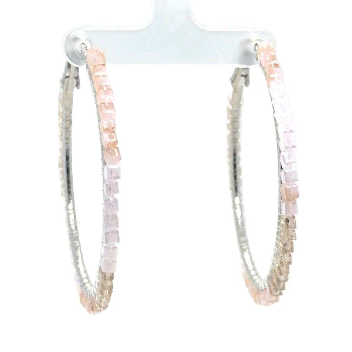 Pink Ombré Glass Cube Beaded Hoop Earrings – Large - Maeven in Me