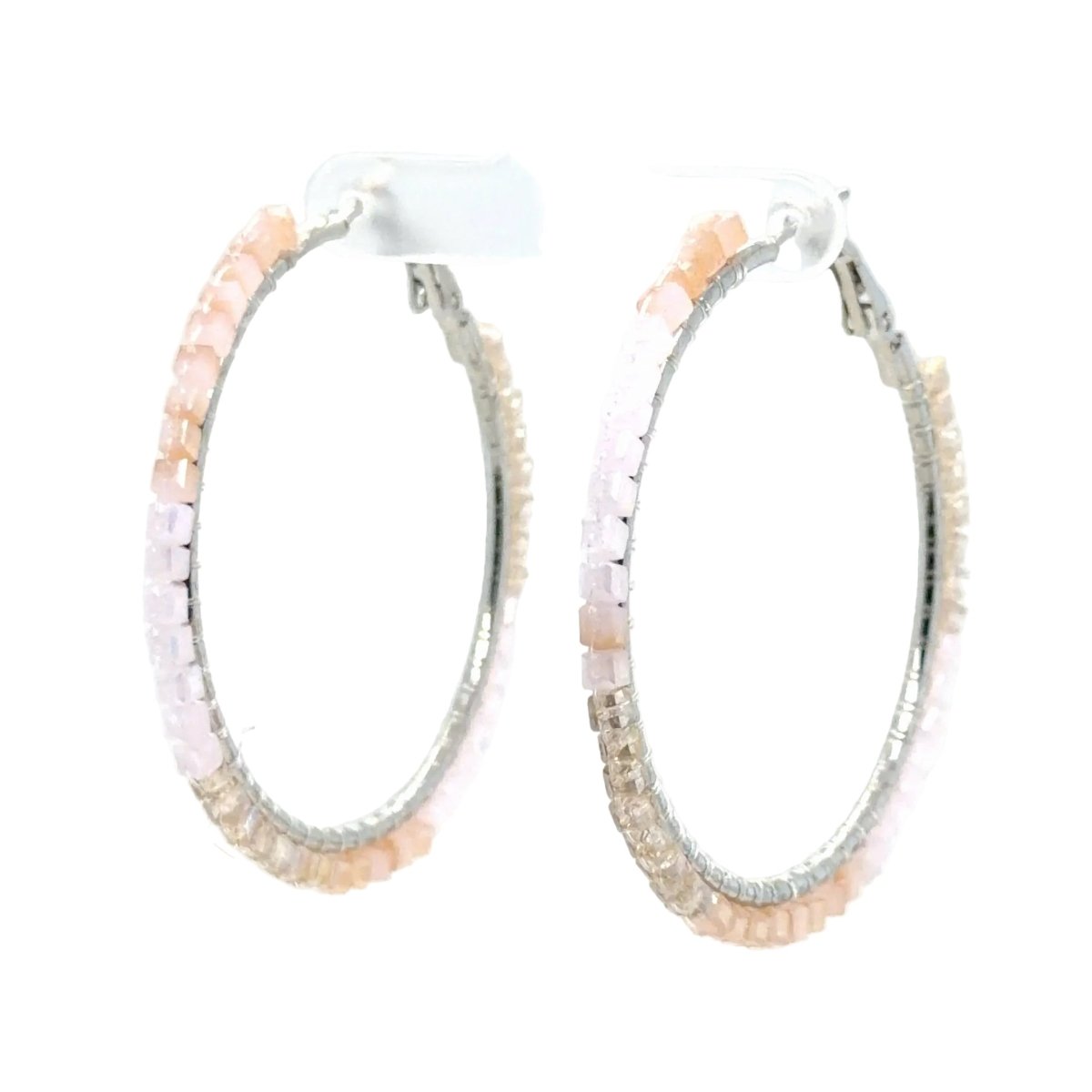 Pink Ombré Glass Cube Beaded Hoop Earrings – Large - Maeven in Me