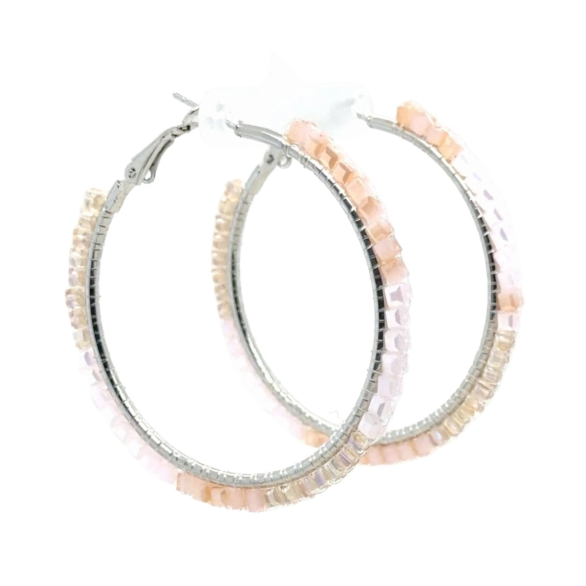 Pink Ombré Glass Cube Beaded Hoop Earrings – Large - Maeven in Me