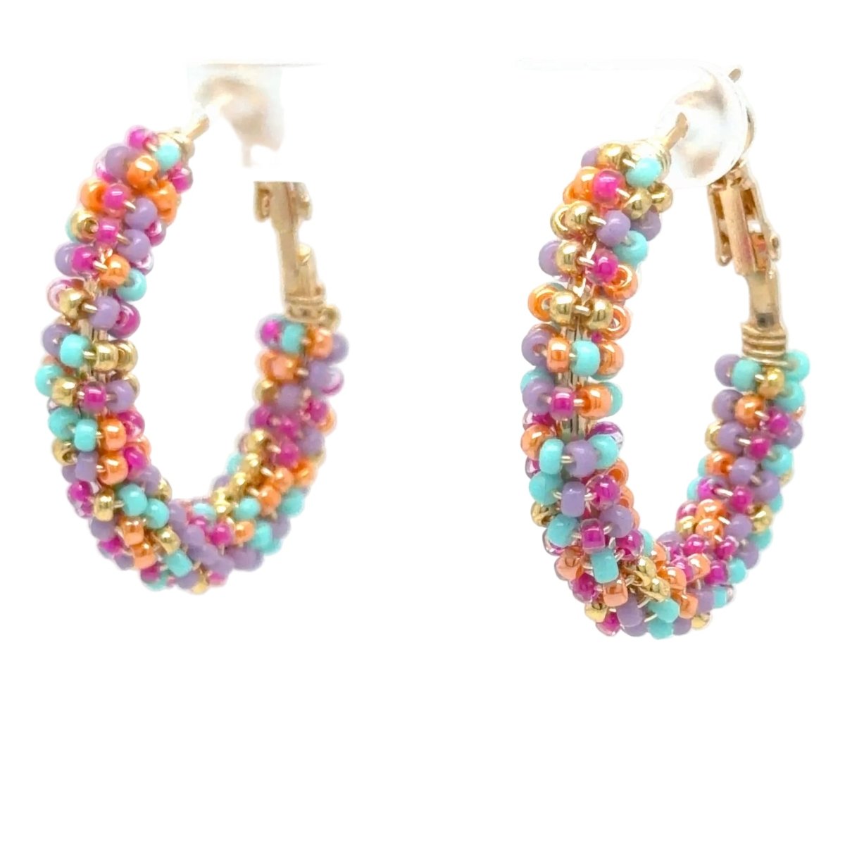 Small Multicolor Seed Bead Hoop Earrings - Maeven in Me